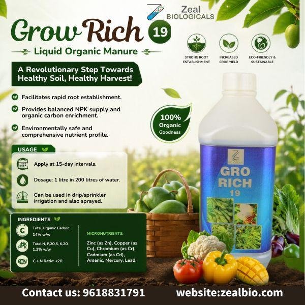 Gro Rich 19 – Advanced Liquid Organic Manure for Healthy Soil & Higher Yield